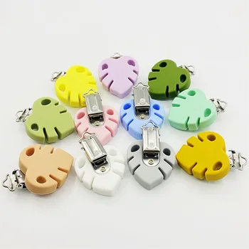 Silicone Pacifier Clip Creative DIY with Cartoon Leaf Pattern, Customizable Anti-fall Chain