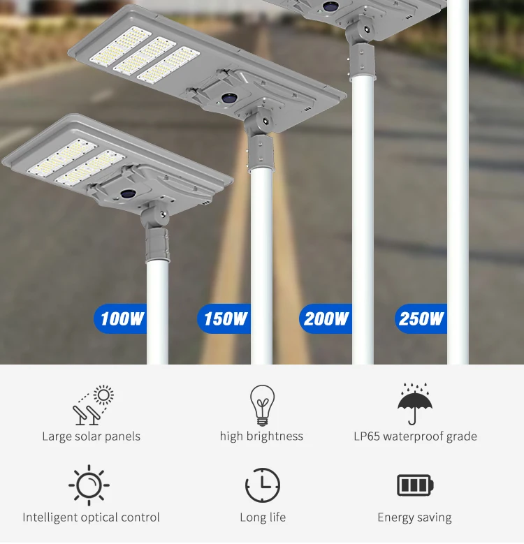 MingYe 100W Outdoor Wall Lamp All-in-One Solar LED Street Light for Commercial Park Garden with IP65