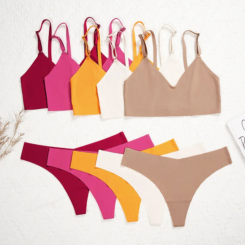 Z25 pink seamless bra set front view