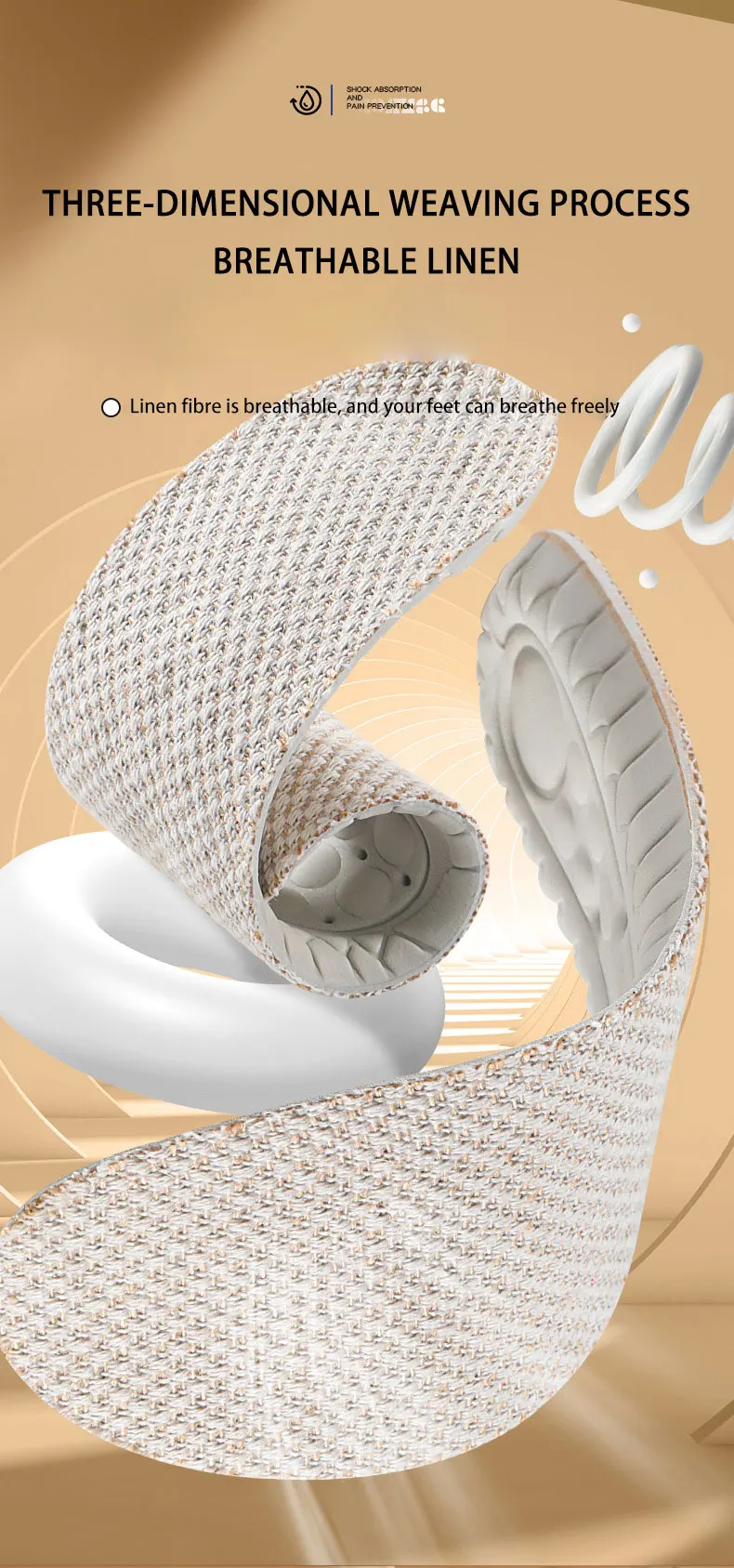 Linen Latex Insoles Summer Sweat Absorption Shoe Pads