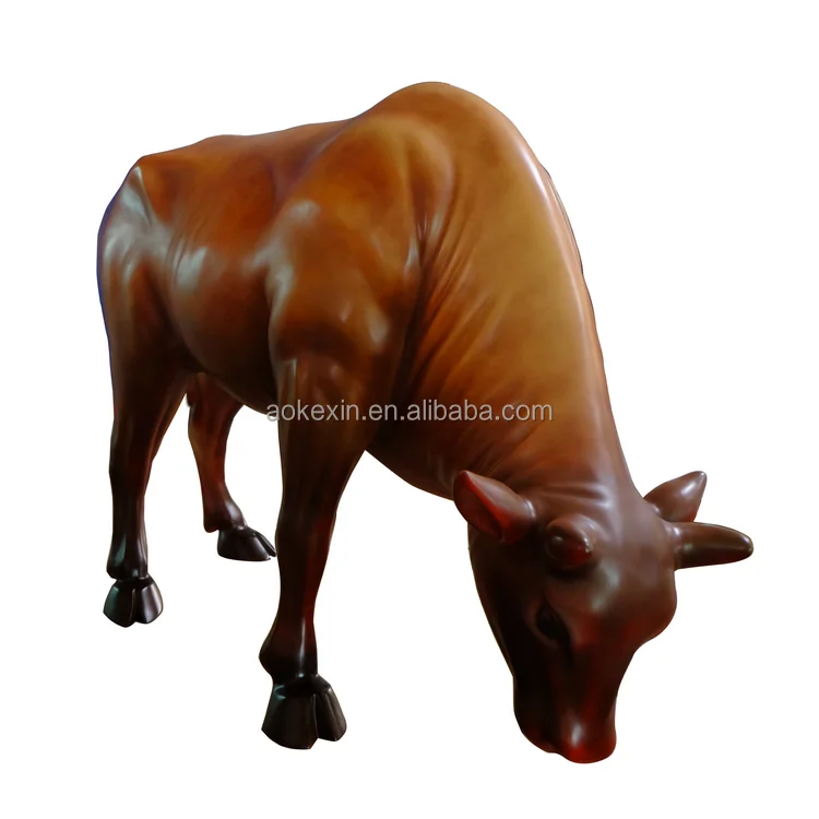 Life Size Fiberglass Cow Statue Animals Sculpture Glass Fiber Cow