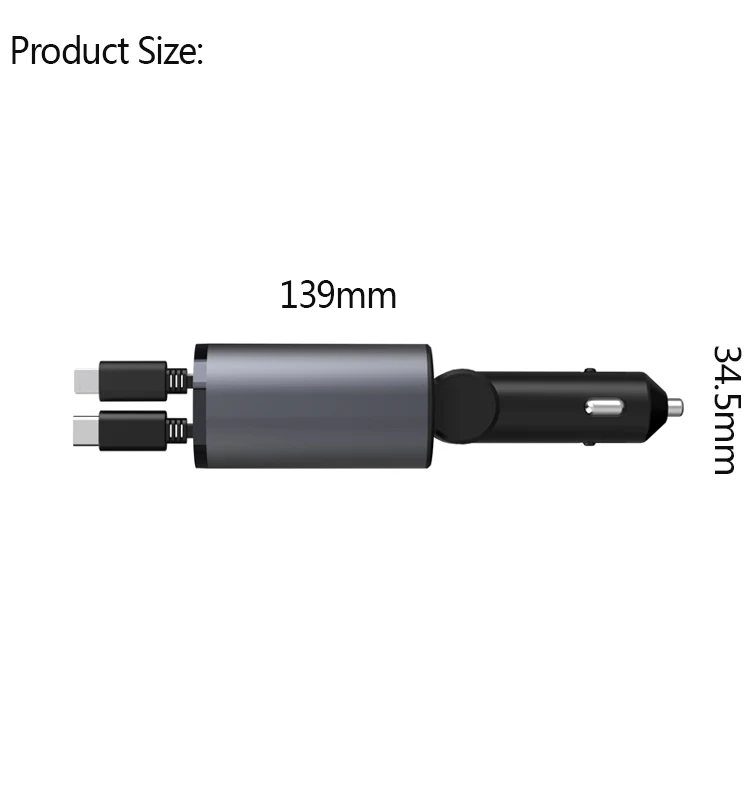 Car charger with LED digital display 100W 4 in 1 Quick Adapter 2 Port Type C PD Car charging station charger