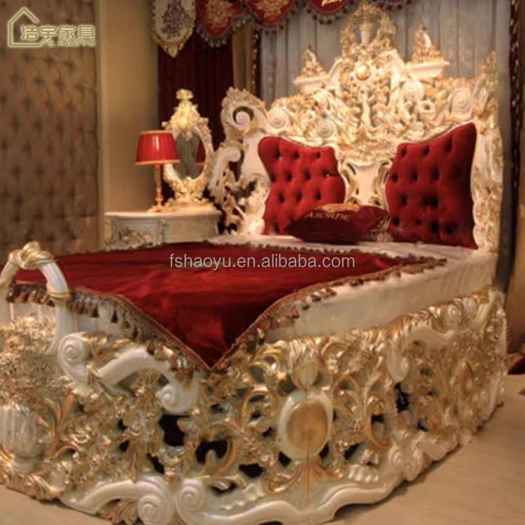 European Classic Bed Bedroom Furniture Antique Double Beds Luxurious