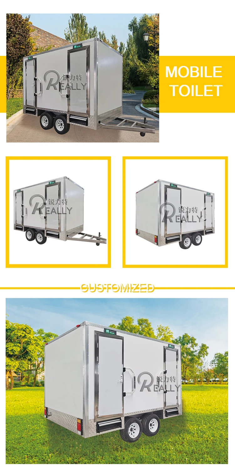 Custom Portable Restroom Trailer Ramp Cleaning Trailer Outdoor Mobile