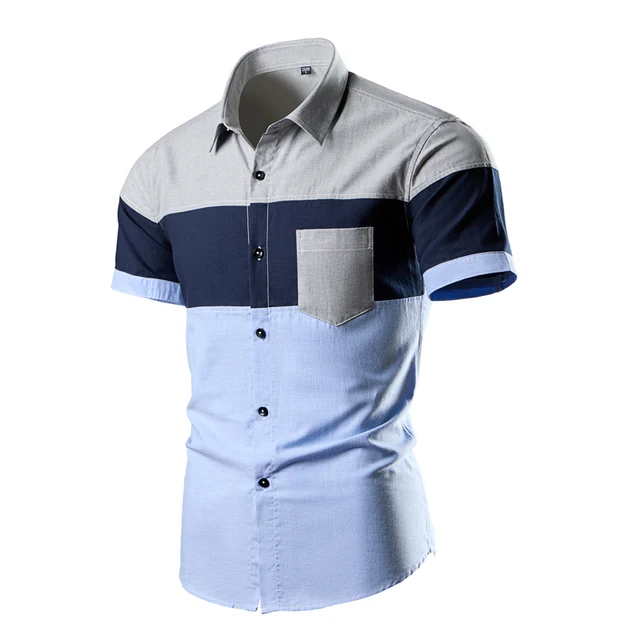 Men's Casual Short-Sleeved Mandarin Collar Shirt Breathable and Sustainable with Printed Design