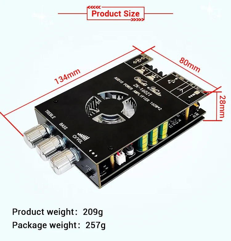 ZK-1602T TDA7498E Blue tooth 5.0 Subwoofer Amplifier Board 2*160W 