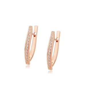 Green Delicate Copper Rose Gold Stone Earrings Fashionable Alloy Jewelry with Latest Trendy Flower Pattern for Weddings Parties