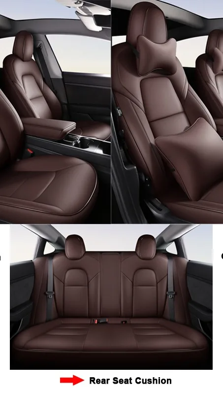 protection complète des sièges avant et arrière respirants Noir/Beige/Rouge,E écologiques et non toxiques Housse de sièges auto en cuir PU pour Tesla Model 3 2017 2018 2019