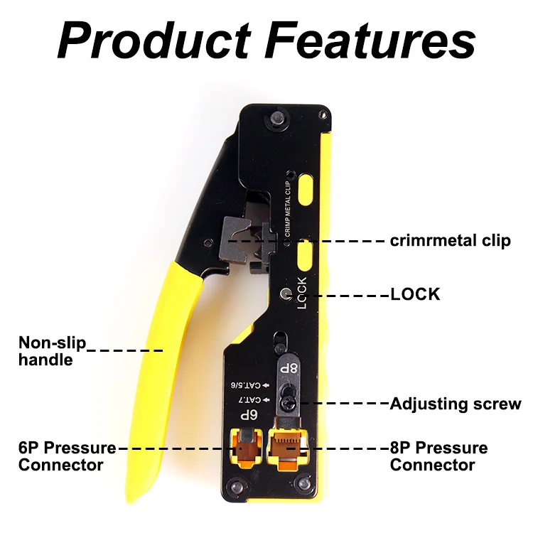 Diwei Cat5 Cat6 Connector Ethernet Cable Cutter 8P Cable Stripping Plier Multi Functional Tester RJ45 Crimping Tool