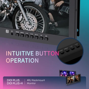 FEELWORLD D101 PLUS-H Professional Video Rack Mount Monitor Dual 10.1" 4RU 4K   CVBS 1920x1200 IPS OEM Custom Logo detail image