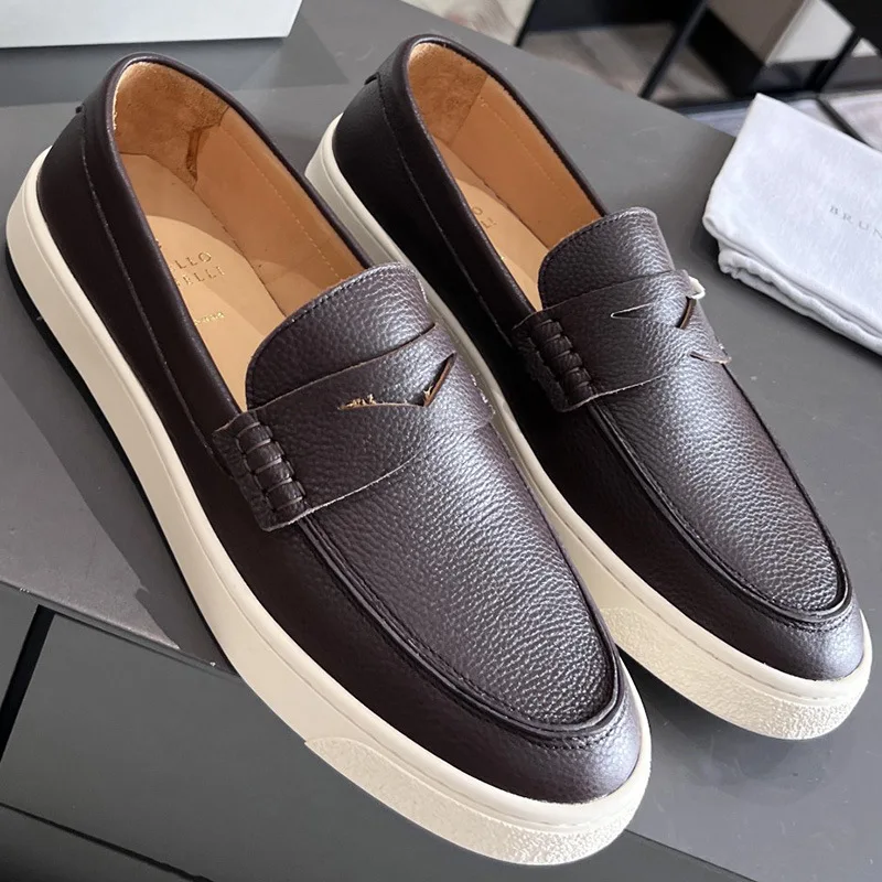 Custom Logo Luxury Classic Genuine Leather Slip On Walking Style Casual ...