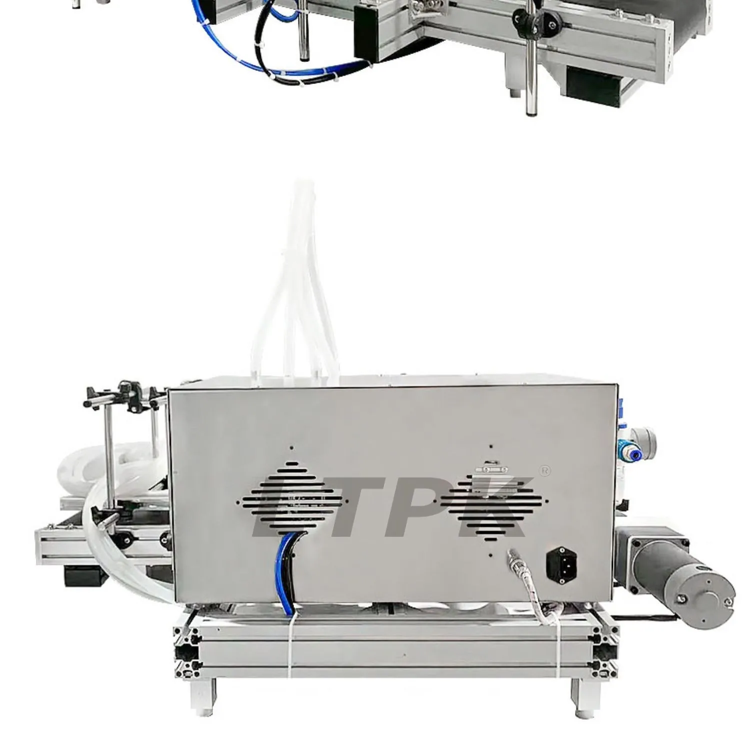 LTPK LT-DMPF4H 4 Nozzles Magnetic Pump Automatic Desktop CNC Liquid Water Filler With Conveyor For Perfume Filling Machine