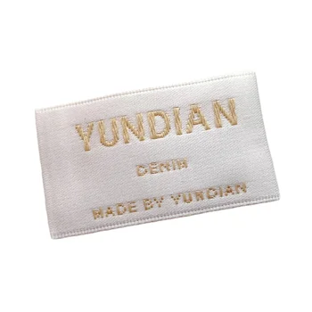 Wholesale custom brand logo high density clothing neck label end folded woven tag luxury woven labels for women & men clothing