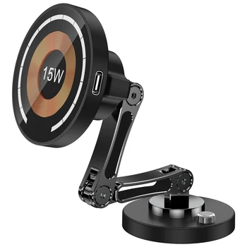 2025 Metal Alloy 15W Wireless Charger Car Holder Can Use on Floating Screen Foldable & Rotating Car Mount for In-Car Use