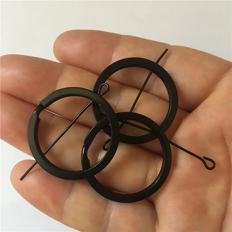 Black 25mm,28mm,30mm,35mm Outer Diameter Split Ring Flat Keyring