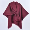 Solid tassel strap shawl burgundy - 130x150cm