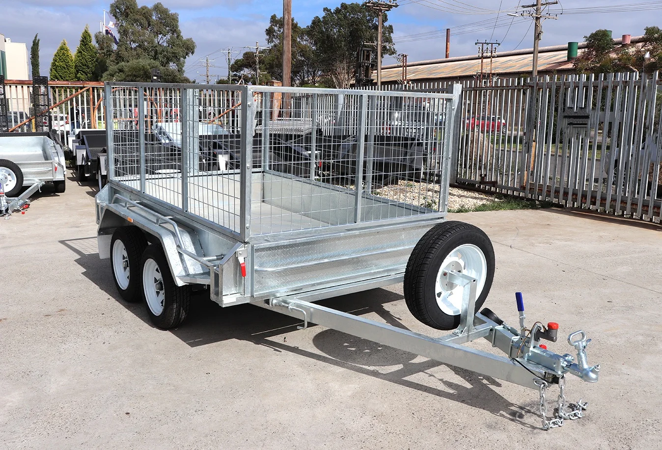 10x5ft Cage Trailers Tandem Axle Mesh Cage Trailers With Mechanical Brake Utility Trailer With