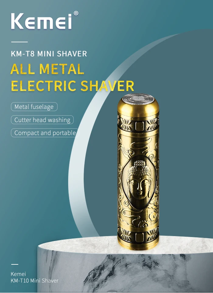 single Reciprocating Blades Electric Shaver Hair Clipper KEMEI KM-T8 Men USB Steel Stainless Power Battery Rechargeable razors