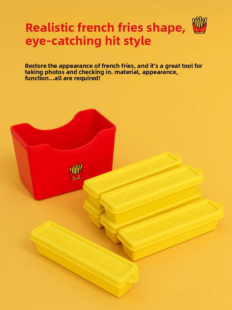 French Fries Shaped Large Square Ice Pillar Mold Household Food Grade Long Stick Ice Cube Maker Silicone Tool for Ice Lolly details