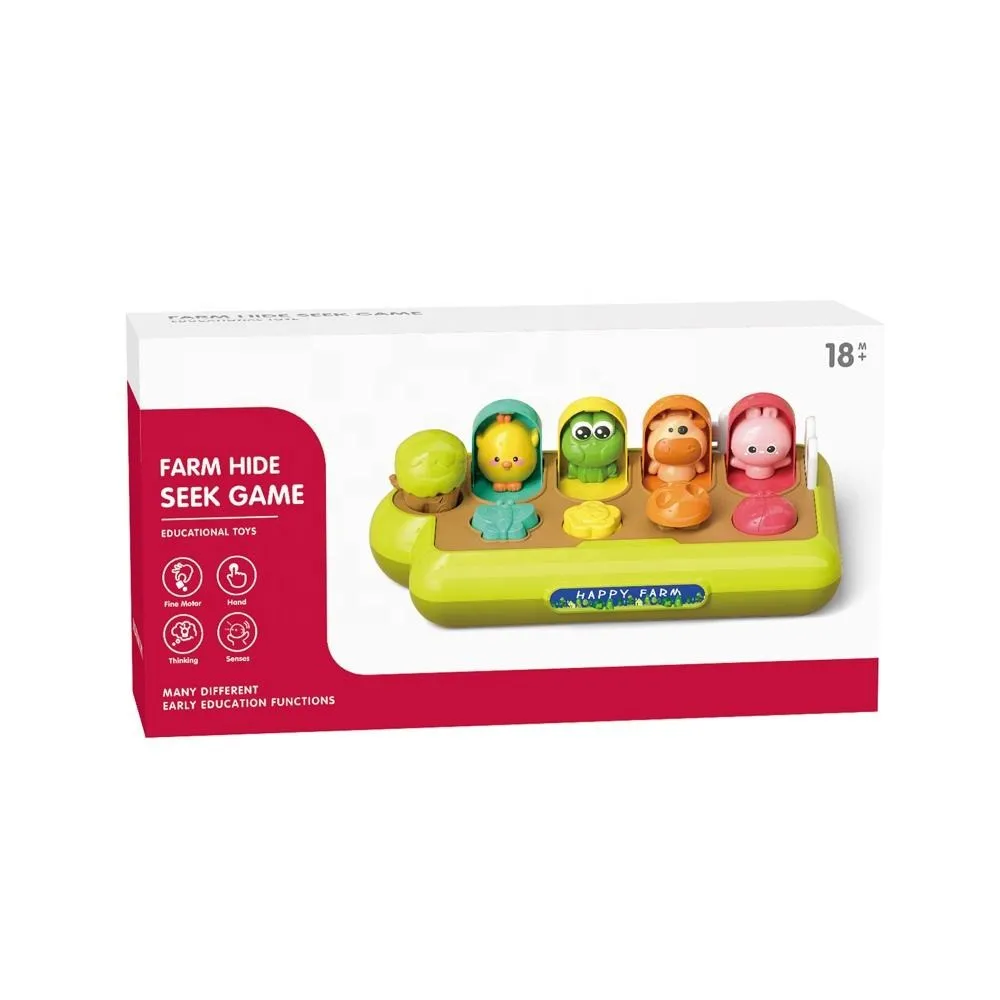 Educational Cartoon Farm Animals Ejection Peekaboo Game Box Baby