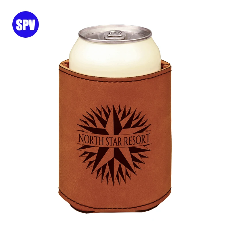 Hot sell Leather can cooler custom LOGO neoprene beer cooler cover PU leather KOOZY