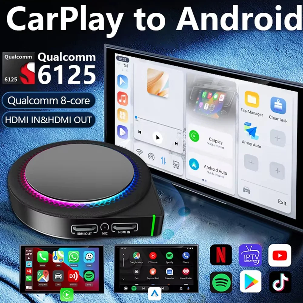 Hd-port Carplay Ai Box - Android 13, 8GB RAM, 128GB Storage