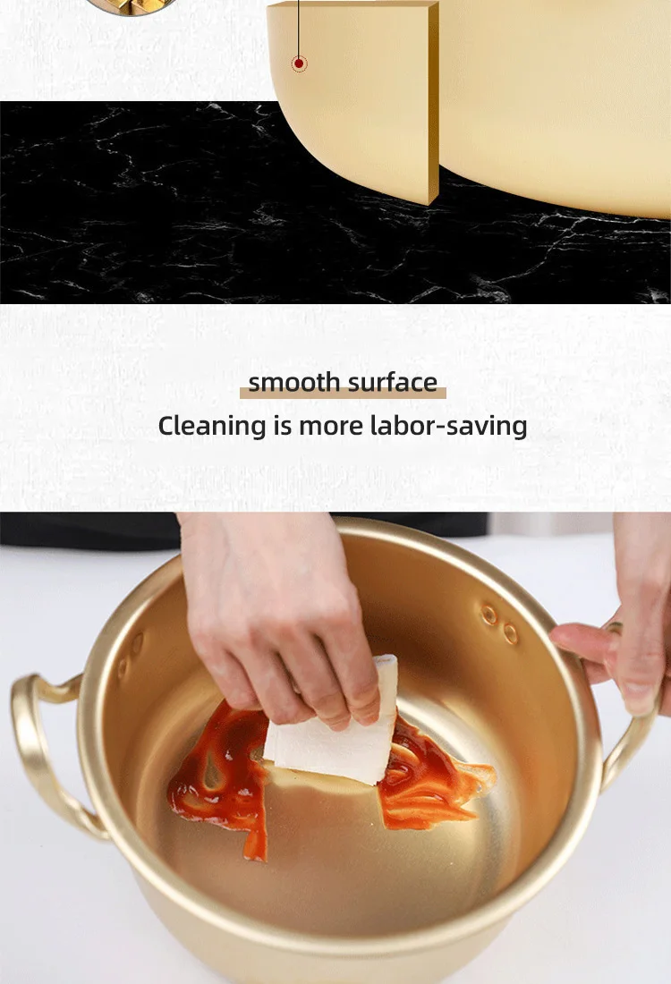 Korean Cookware Kitchen Gold Instant Noodle Pot Home Stock Pot Small