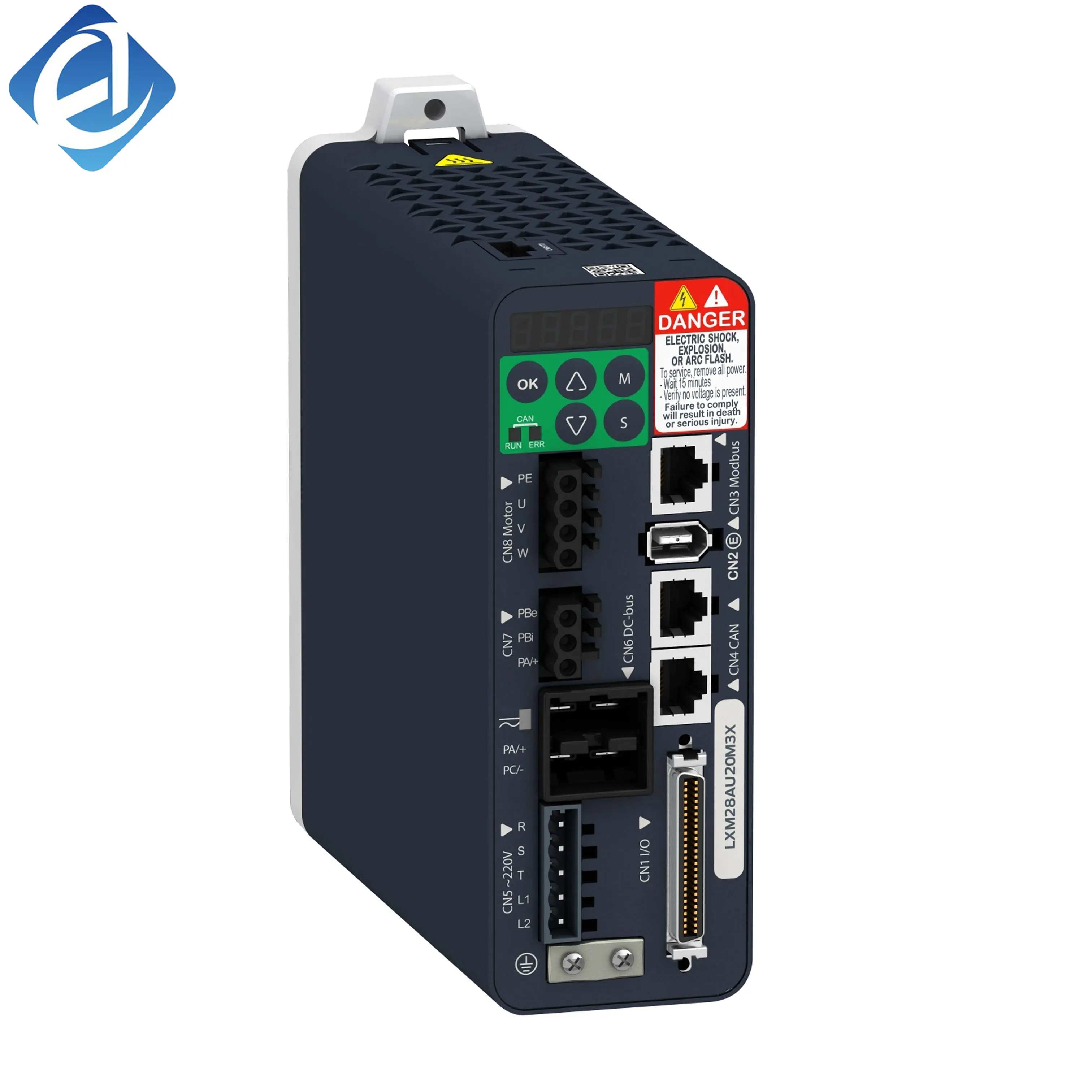 New Original LXM28AU20M3X Lexium 28 series servo drive. Compact and cost-effective unit with stable speed, torque and positioning control functions. Built-in multiple safety protection and simple wiring design