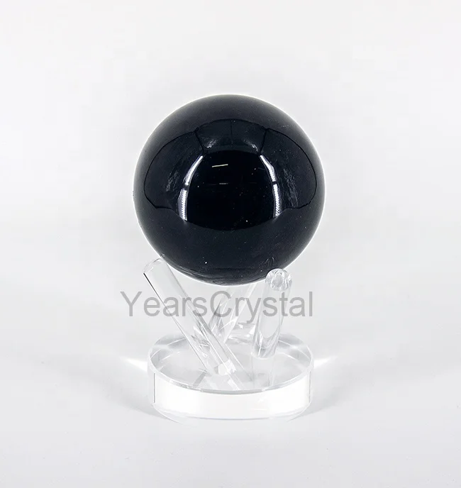 磨き上げられた大理石の球体、クォーツのダーククリスタルボール、黒