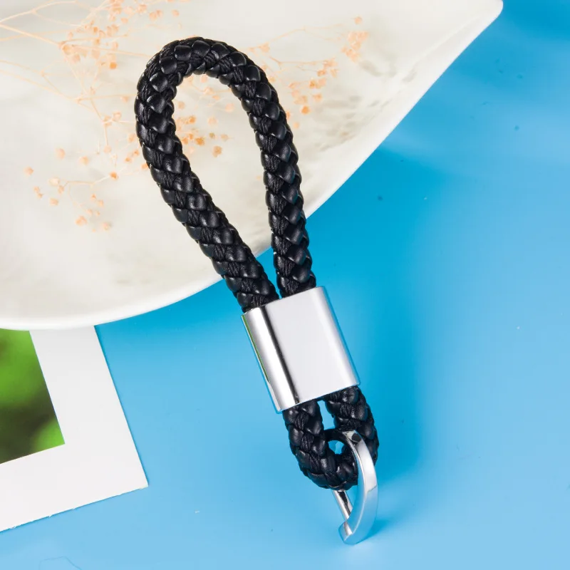 Custom Braided Rope Keychain Braided Leather Key Ring Metal Keychain