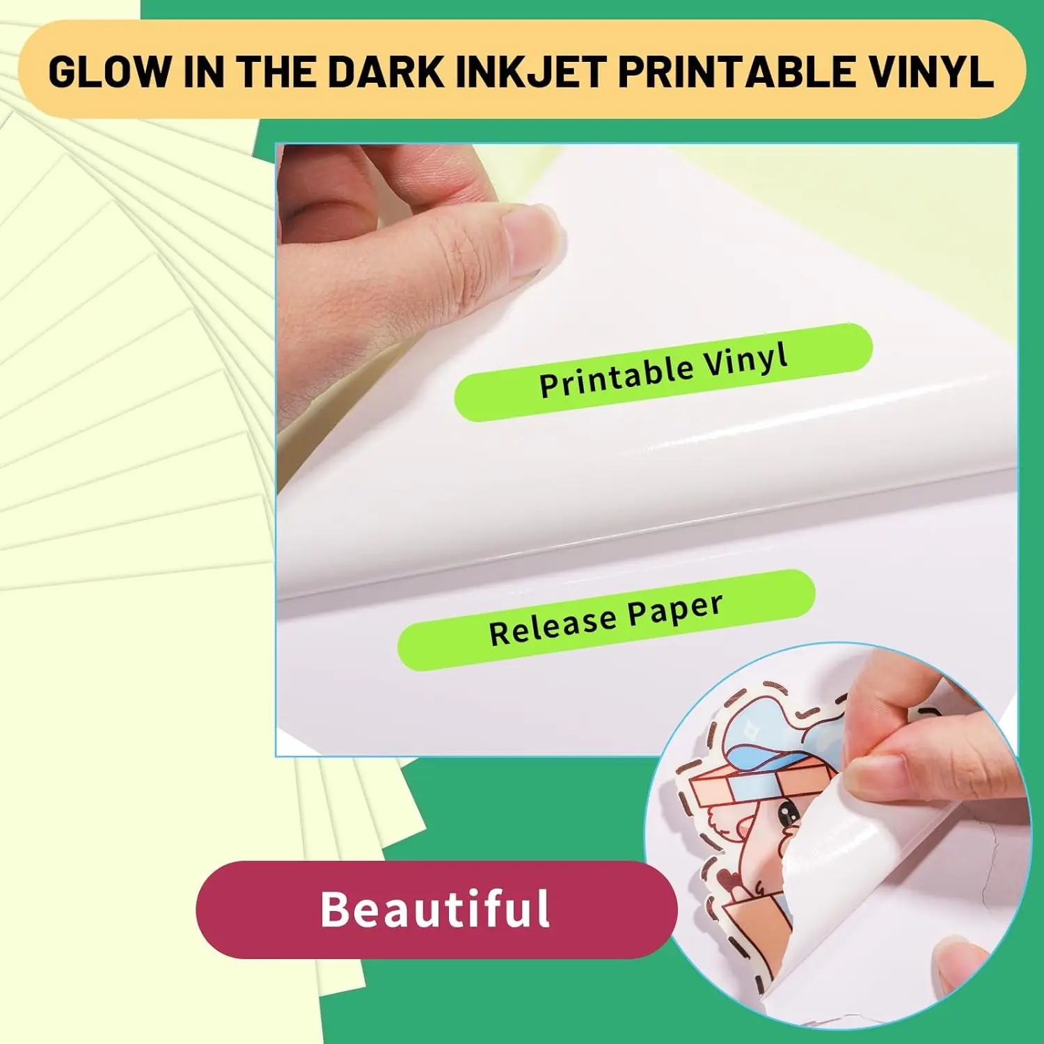 Luminous Inkjet Printing Paper Photoluminescent Printing Paper A4 Glow in the Dark Paper for Printing and Decoration