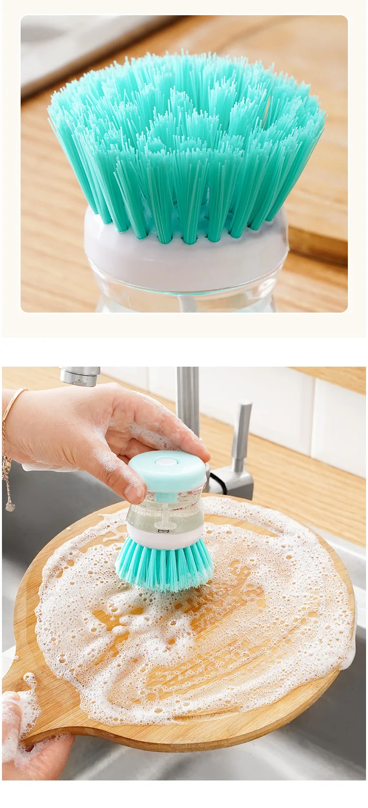 Liquid washing brush Press type automatic kitchen cleaning brush Household multi-functional decontamination cleaning brush supplier