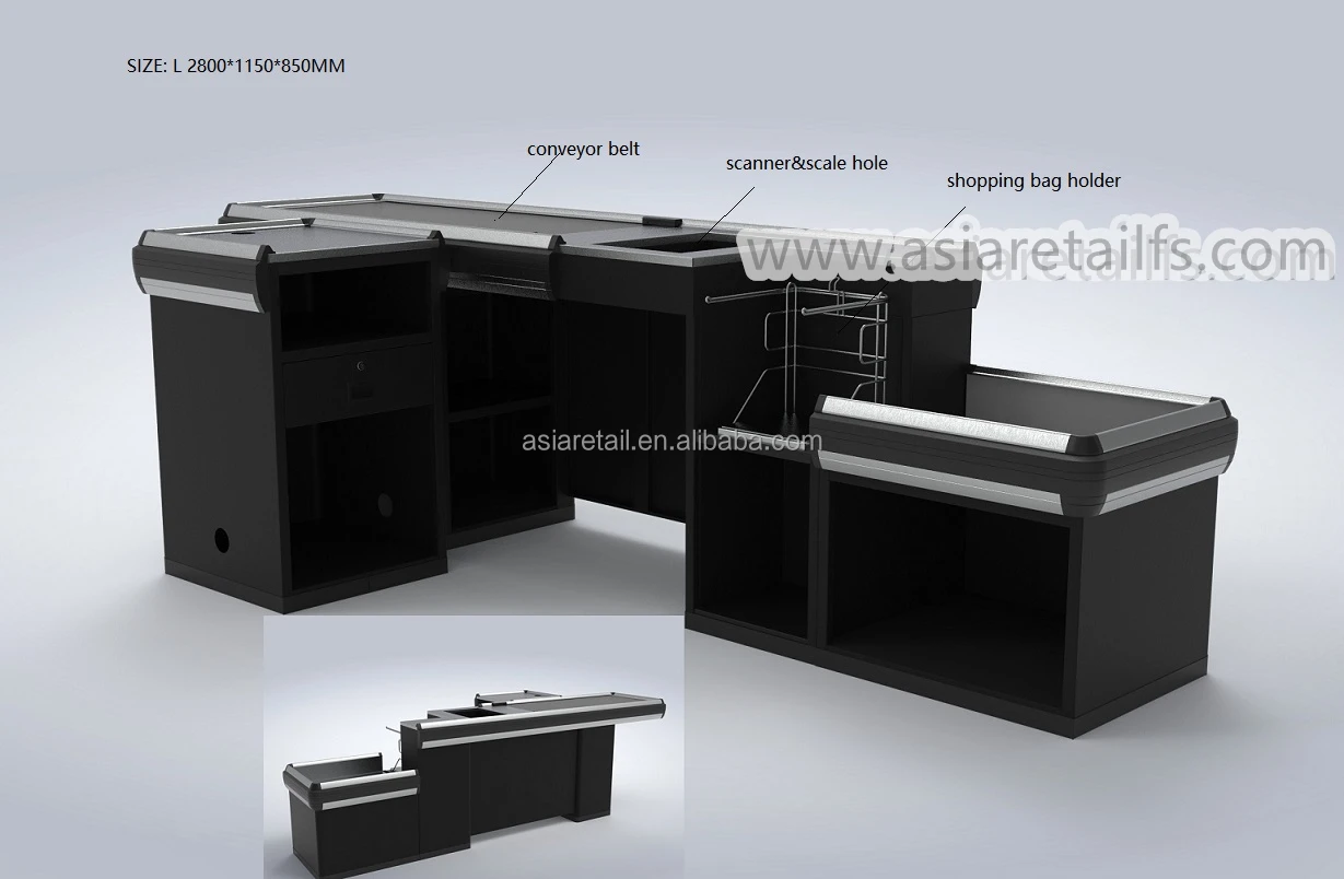 2023 Hot Sale Supermarket Double Checkstand with Rotating Bag Holder ...