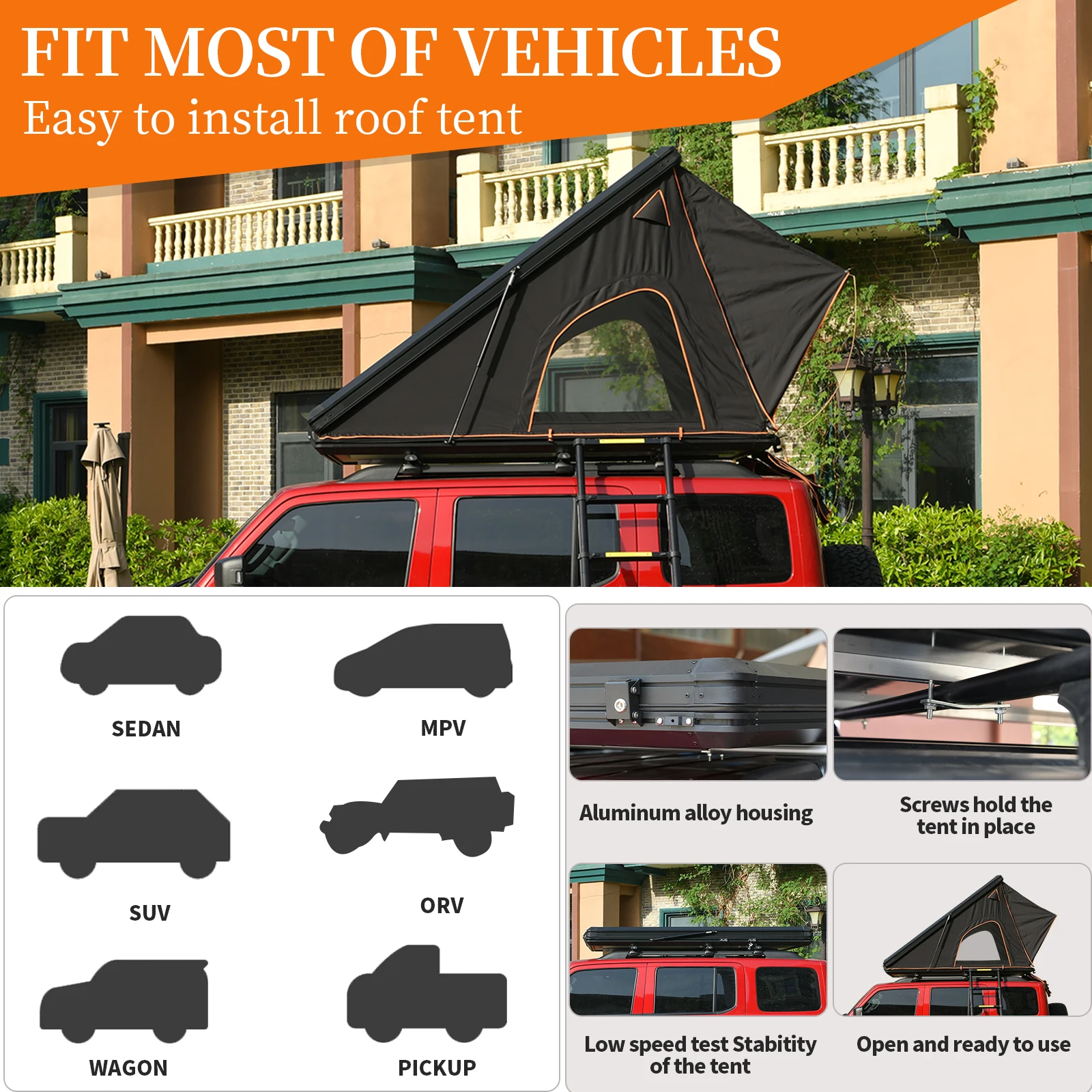 Dachzelt 2024 Lightweight Triangle Roof Top Clamshell Rooftop Tent 2 ...