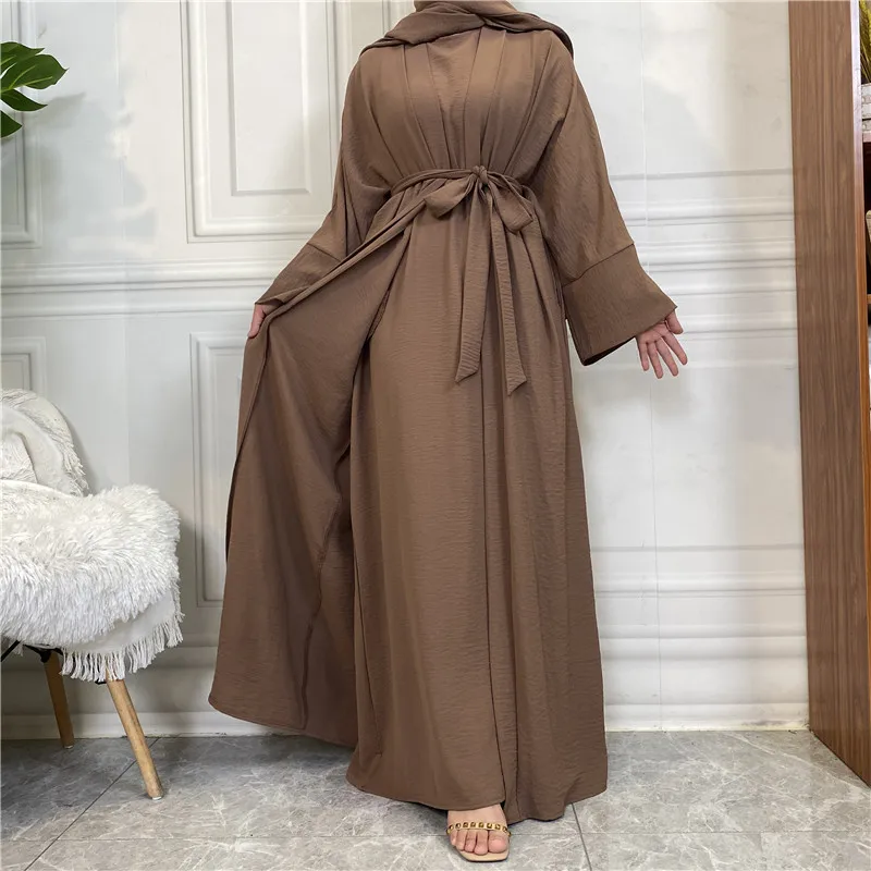 2024 New Dubai Designs Top Sell Wrinkle Crepe 2pcs Abaya Set Wide ...