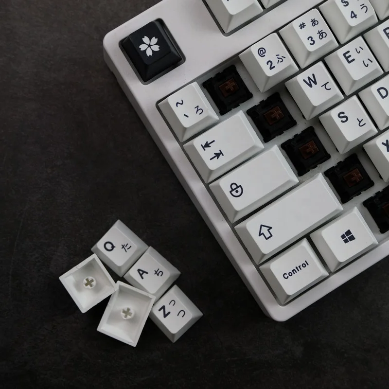 Japanese Black and White Wind Cloud PBT Keycaps for Mx Switches