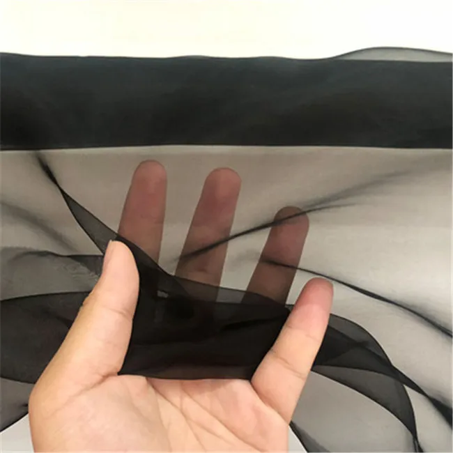 High Quality Ivory Standard Bleached in Stock Plain Solid Color Pure Silk Organza Fabric for Wedding Dress Stiff