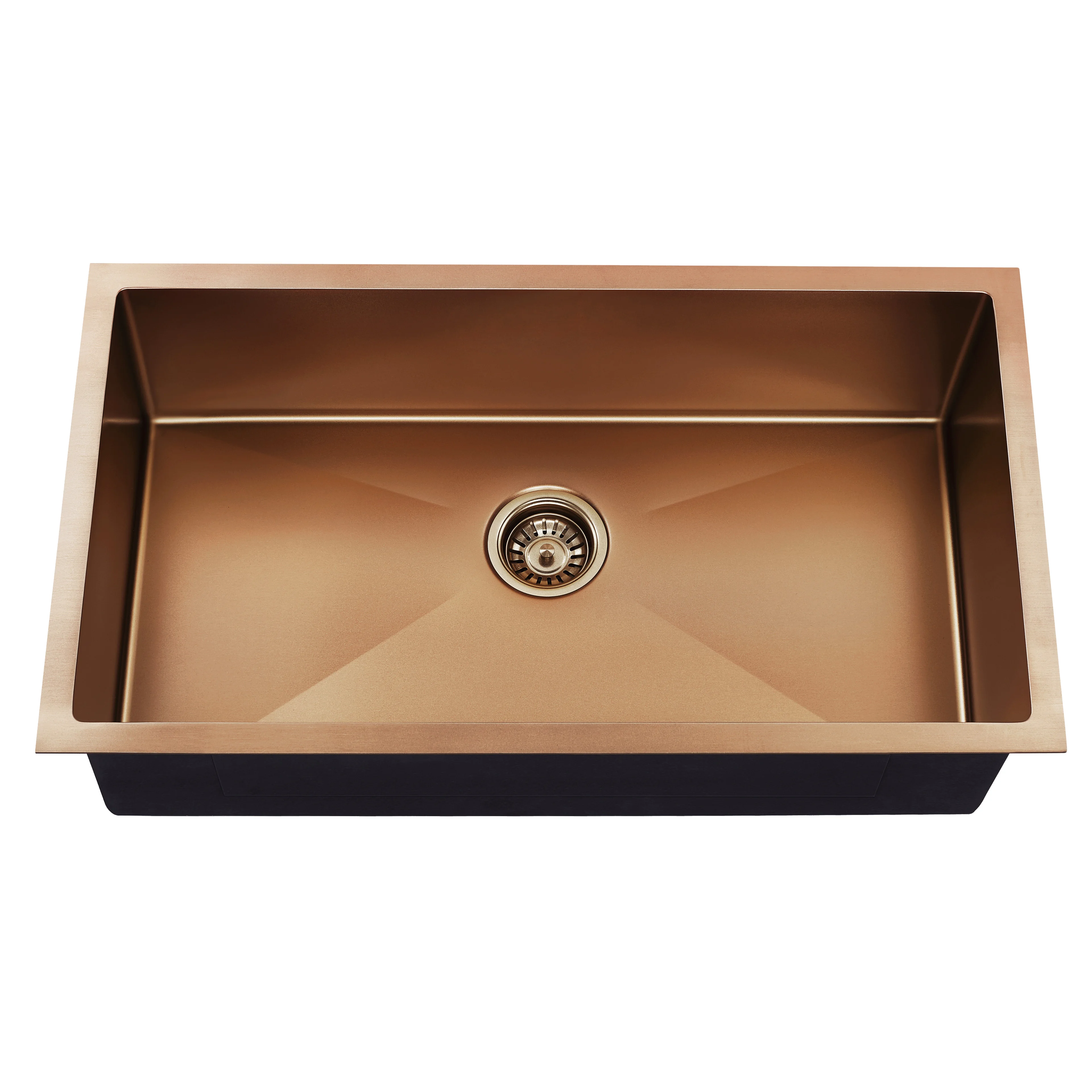 cupc玫瑰金pvd不锈钢纳米单碗下装矩形水槽厨房