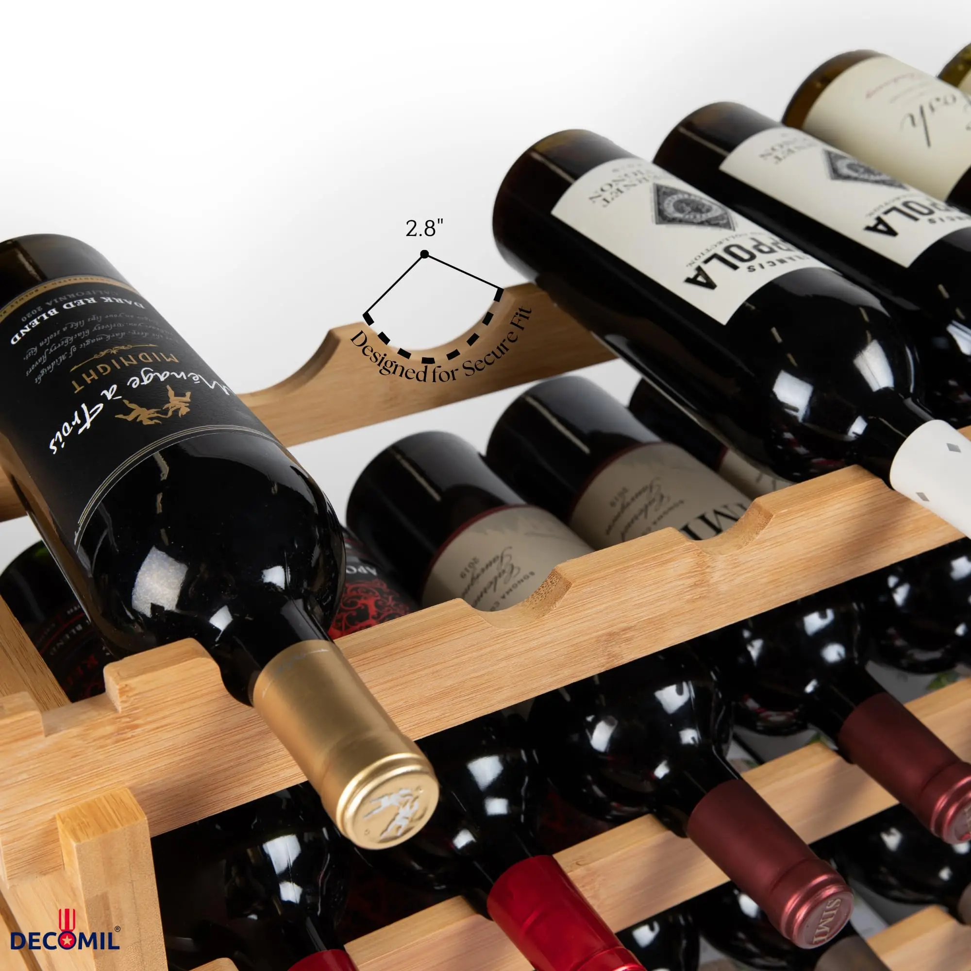 Free Standing Stackable Modular Wood Wine Rack for 72 Bottles