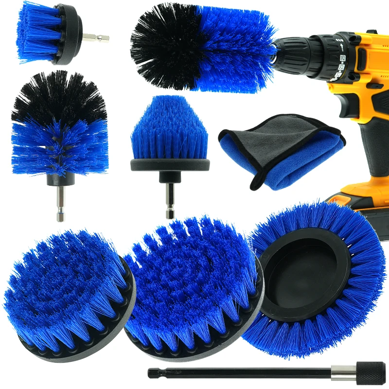 4 Pieces Drill Cleaning Brush, 2''/3.5''/4''/5'' Rotary Cleaning Brush For  Electric Drill Medium Bristle Cleaning Drill Brush For Bathroom (blue)