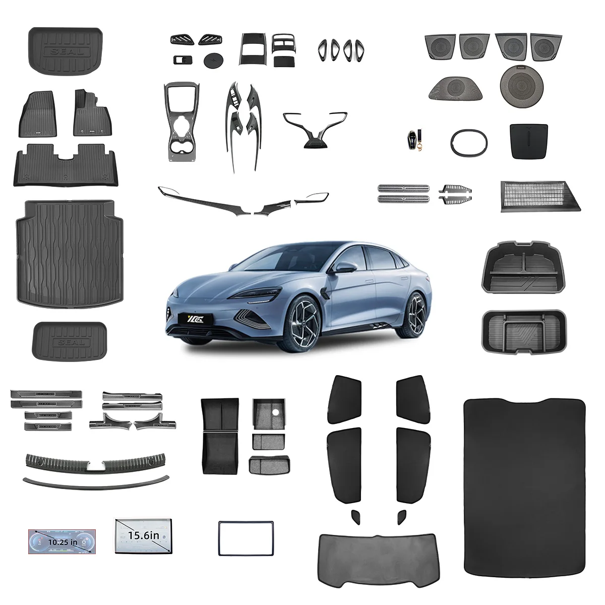 عبوة بالجملة من المصنع إكسسوار Seal مقاوم للصدمات مشبك تخزين النظارات حقيبة نظارات سيارة من مادة السuede عبوة نظارات شمسية للسيارة لـ BYD Seal