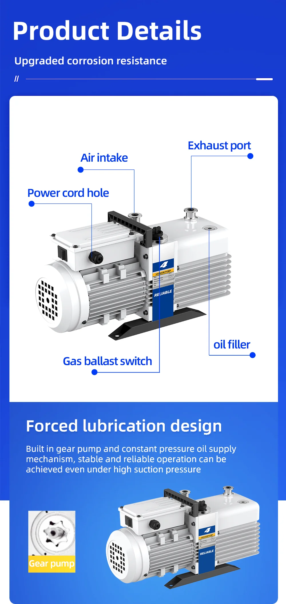 Factory Direct High Vacuum Large Suction Power Bipolar Rotary Vane Vacuum Pump for Industrial Applications