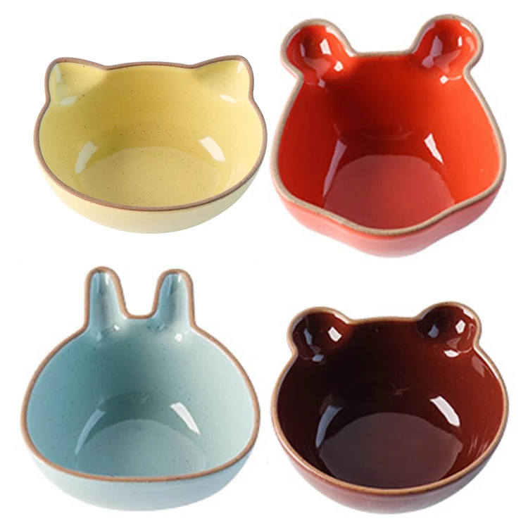Creative Colored Ceramic Kids Plate Set Cute Cartoon Shape Dishes Sauce Dish Sushi Dipping Bowl Appetizer Plates