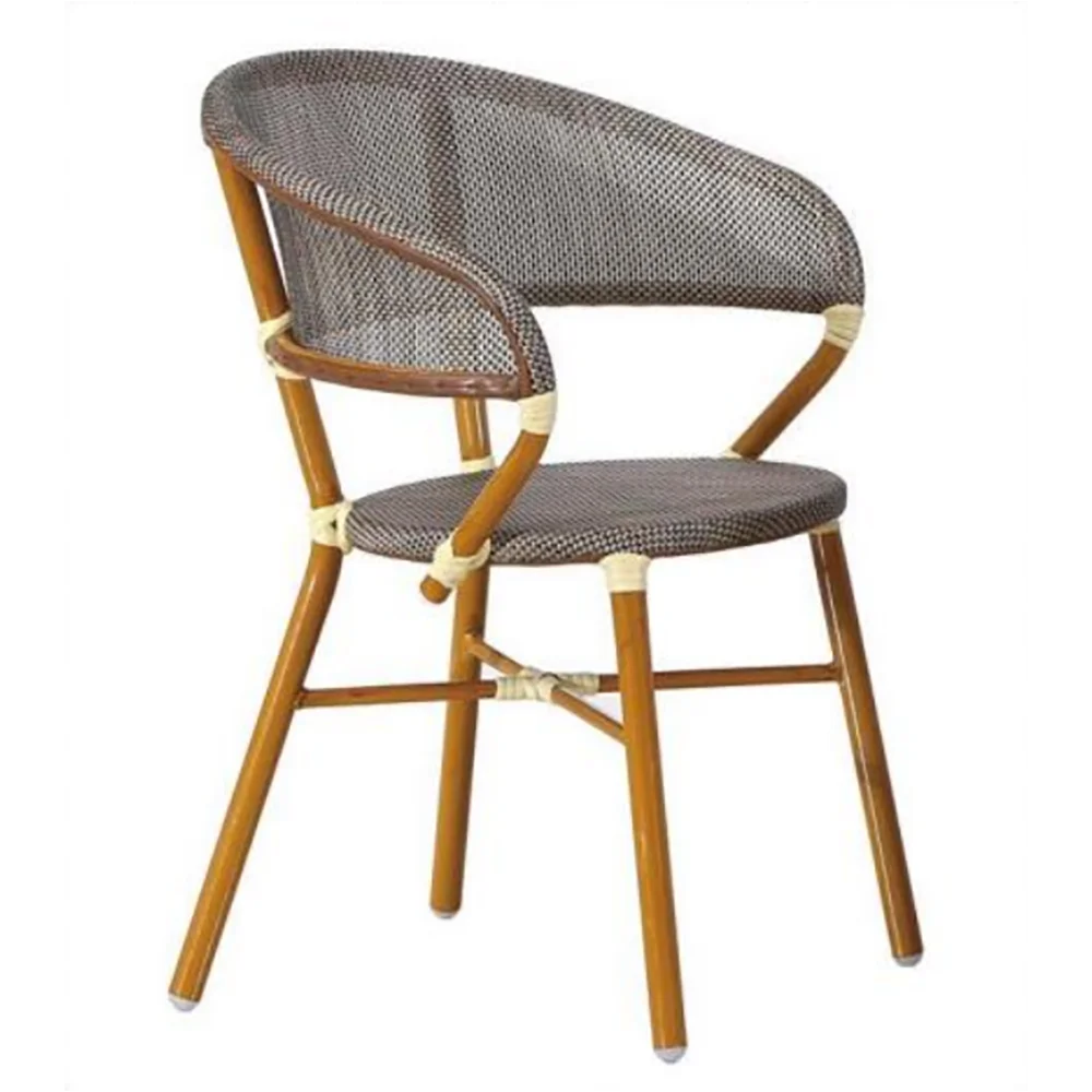 Modern Countryside Waterproof Woven Rope Iron Frame Outdoor Dining Chair