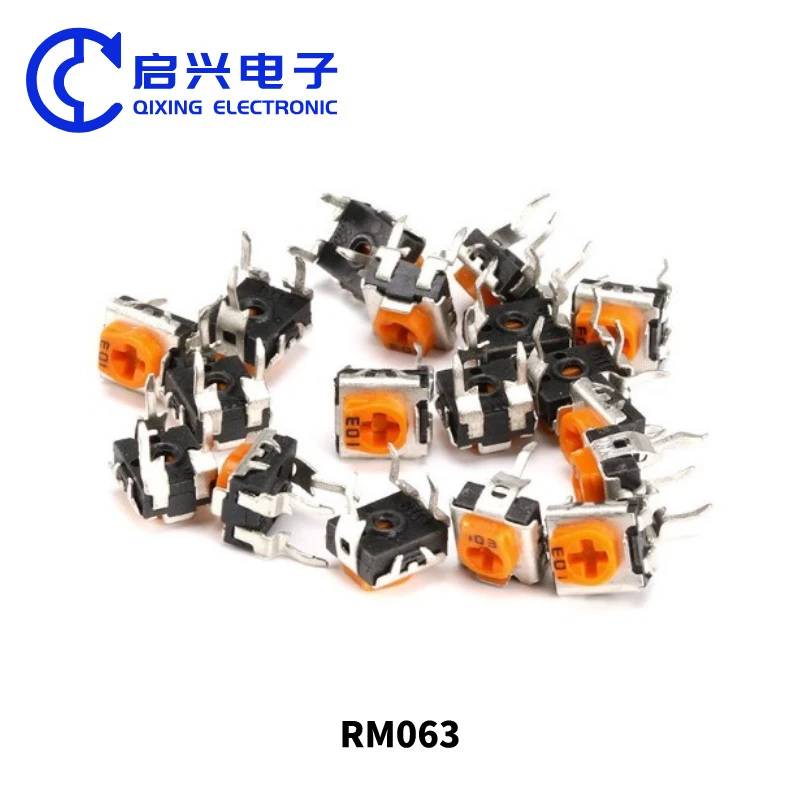 RM063 yellow single turn carbon film trimmer potentiometer 500 ohm 1k 5K 50K 100k 500K 1M adjustable resistor