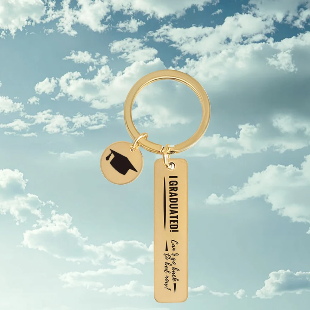 Inspirational Phrase Stainless Steel Keychain Pendant Fashionable Metal Lettering for Graduation Season Cross-Border Gift for