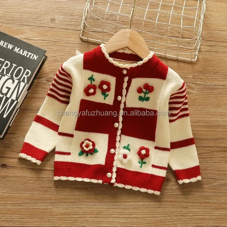 New hot spring and summer solid color hollow knitted cardigan baby girls' sweaters