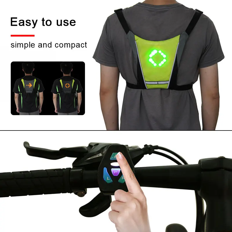Led Turn Signal Vest for Runners Workers Jogging Biking at Night High Visibility Flashing LED Light Safety Gilet