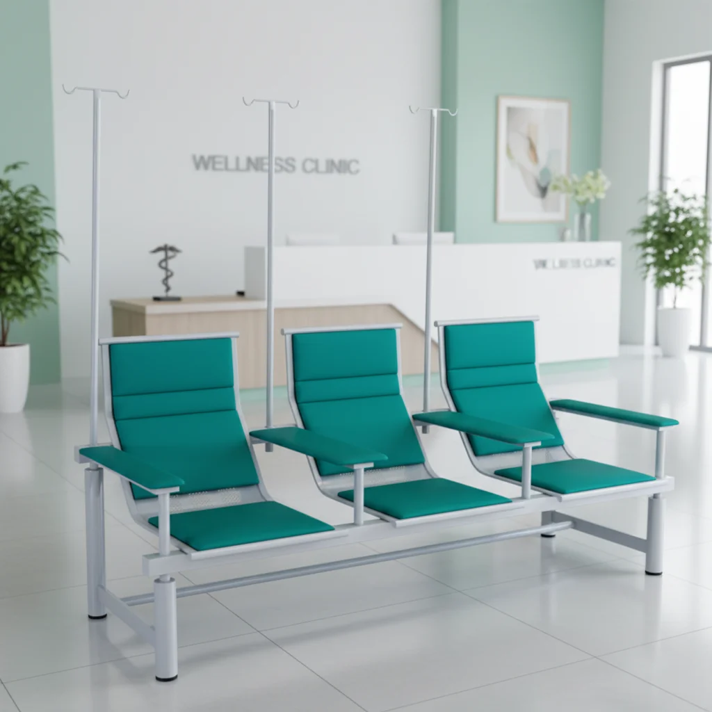 Hot Selling Adjustable IV Pole Backrest Infusion Chair High End Medical Hospital Chair 3/5 Seats PU Leather Modern Design 4