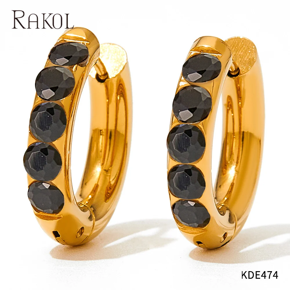 Rakol Lx0031 Wholesale Chunky Stainless Steel Diamond Jewelry 18k Gold Plated Pvd Micro Pave Cz